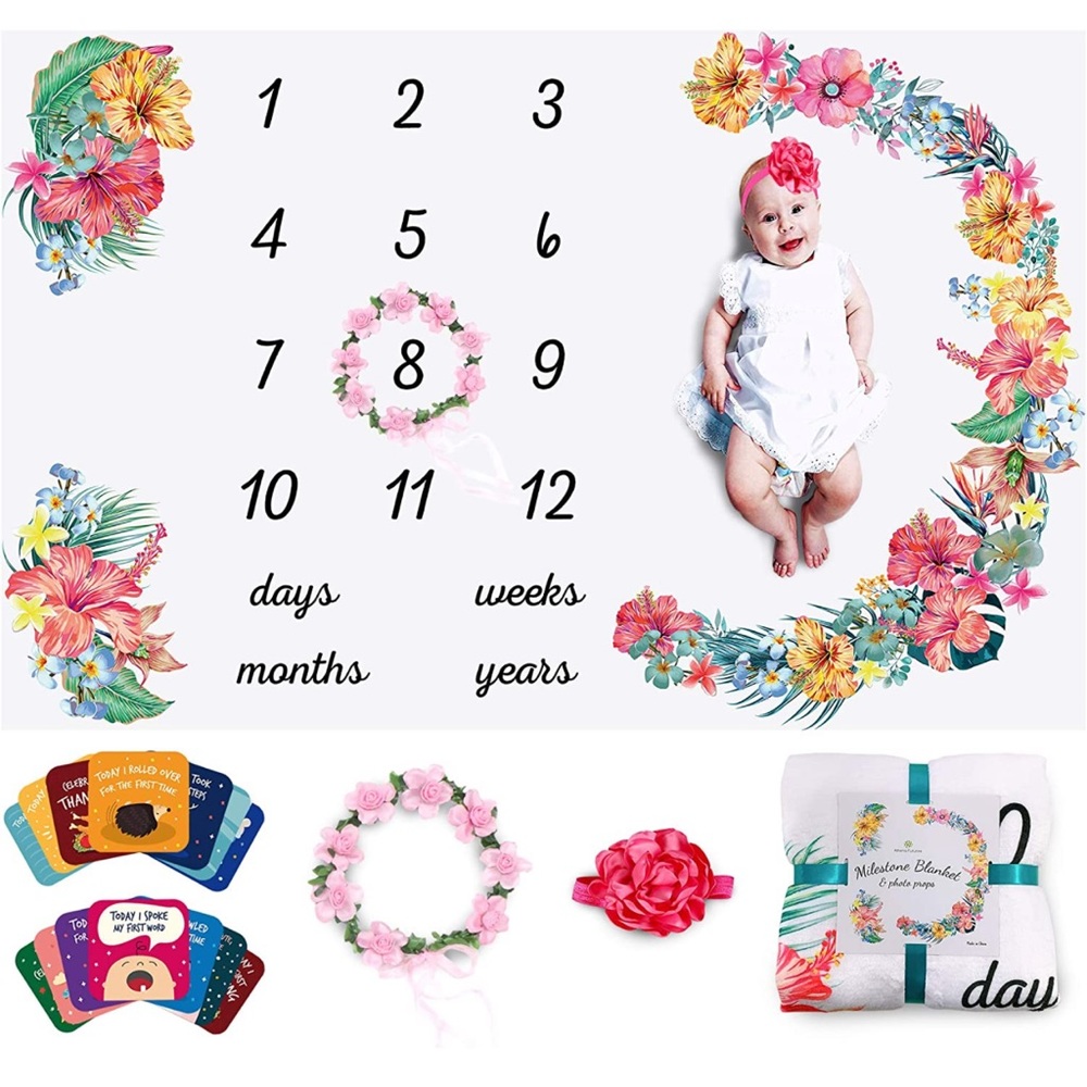 NWT Baby girl Floral Milestone Blanket